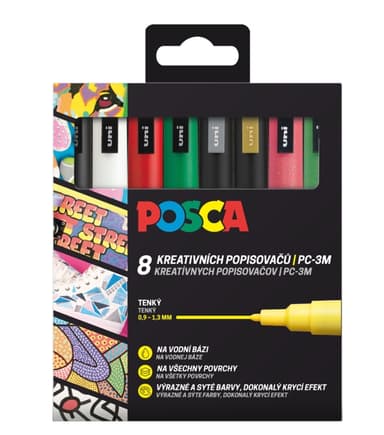 UNI Posca 3M 8 ks vianočné tóny