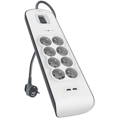 Belkin prepäťová ochrana BSV804, 8 zásuviek, 2xUSB/2.4A, 2m