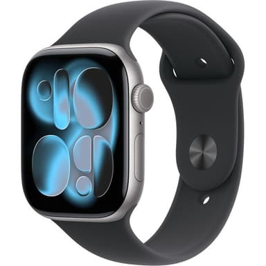 Apple Watch Series 11 (42mm) Vesmírne sivý hliník s čiernym športovým remienkom M/L