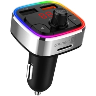 CONNECT IT CarRGB Bezdrôtový FM transmitter, 2 x USB + MicroSD, STRIEBORNÝ