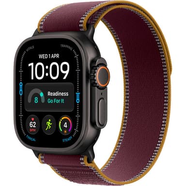 Apple Watch 49/46/45/44mm burgundsky červený trailový tah z černého titanu M/L