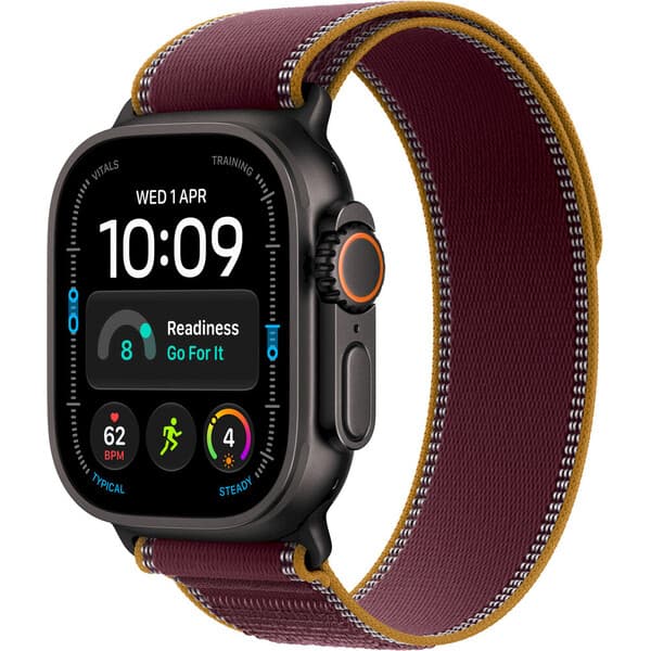 Apple Watch 49/46/45/44mm burgundsky červený trailový tah z černého titanu M/L
