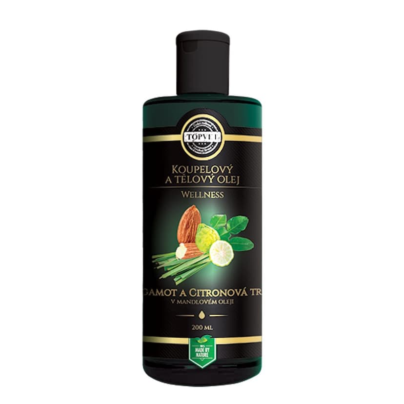Tělový a koupelový olej – Bergamot a citronová tráva v mandlovém oleji Topvet