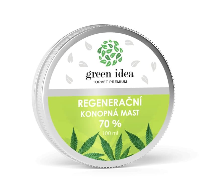 Topvet Konopná regenerační mast 70% ,100ml .K péči o ekzematickou a svědivou pokožku