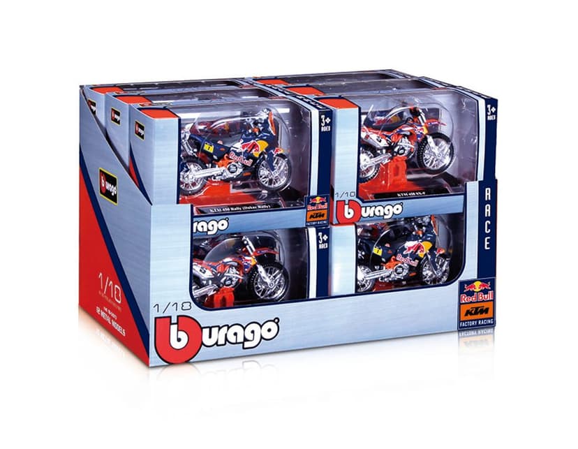 Bburago 1:18 Red Bull KTM Motorcycle (2 x 12 DISPLAY) 24ks ASST