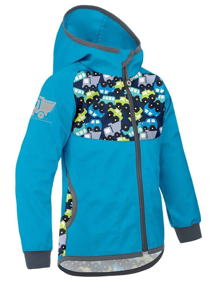 unuo Softshellová bunda bez zateplení Autíčka aqua (Unuo softshell jacket) - 92/98