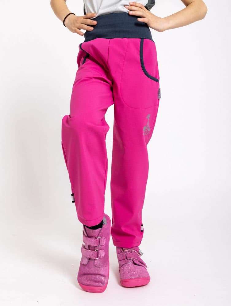 unuo softshellové kalhoty s fleecem Fuchsiové + reflexní obrázek Evžen (Softshell kids trousers) - 122/128 - 6-8 let