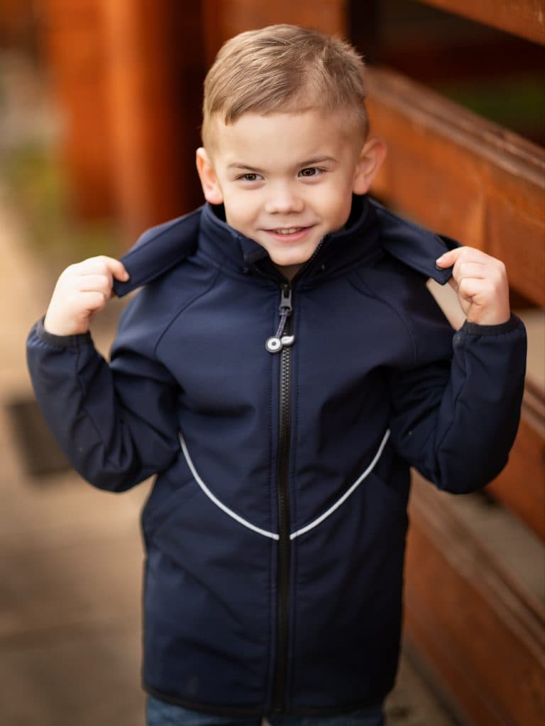 Unuo, Dětská softshellová bunda s fleecem Slim, Tm. Modročerná