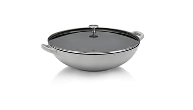 KELA Wok litinový s poklicí CALIDO 36 cm šedá KL-12610