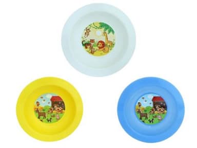 Plastimex talíř d17,3cm hlub. FARMA IML, aqua, bílý, žlutý, dětský, plast