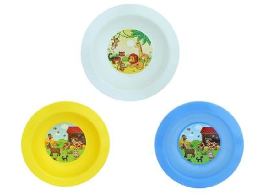Plastimex talíř d17,3cm hlub. FARMA IML, aqua, bílý, žlutý, dětský, plast