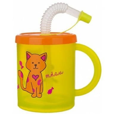 Plastimex hrnek 0,30l KOČKA, dětský+pítko RUBBY, plast