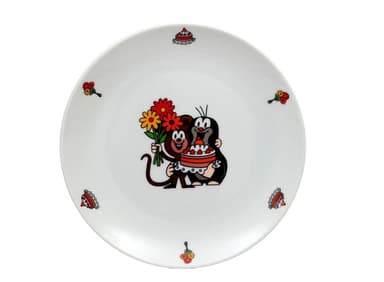 Plastimex talíř d21cm mělký, KRTEK a dort,dětský,český porc.