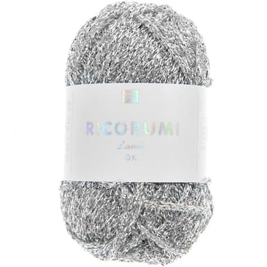 Rico Design Efektní háčkovacia priadza Ricorumi Lamé odtieň 001 v barvě stříbra