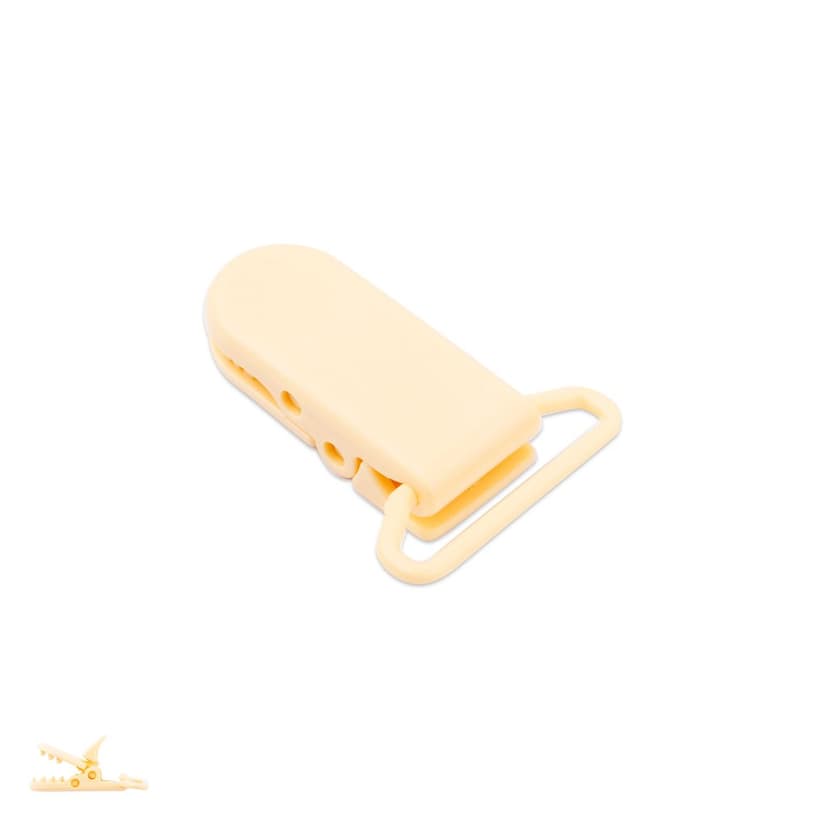 Plastový klip na dudlík 37x16x9 mm Champagne White