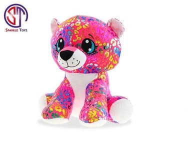 MIKRO - Leopard Rainbow Star Sparkle plyšový farebný 24cm sediaci 0m+ 93523