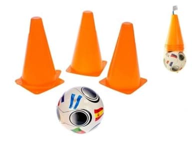 MIKRO - Futbalové kužele 18cm 4ks s loptou 11cm 32406