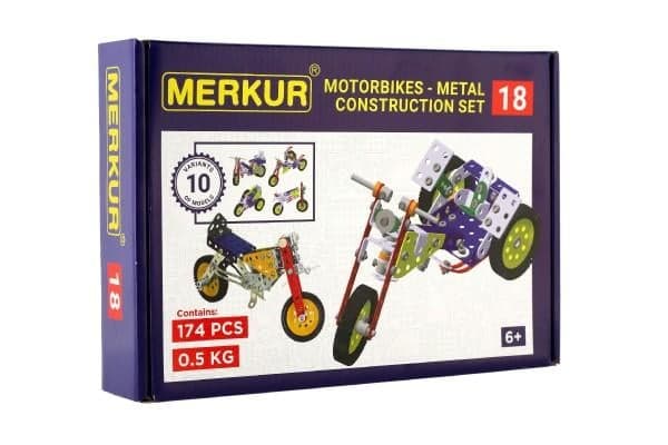 Merkur Stavebnica 018 Motocykle 10 modelov 182ks v krabici 26x18x5cm 34000018