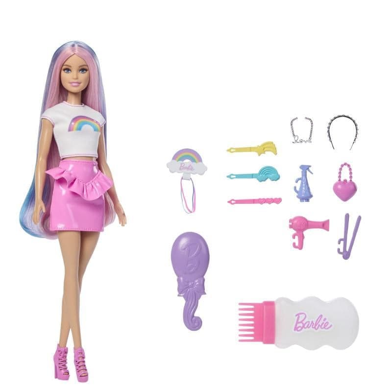 Mattel Barbie bábika dúhové vlasy s trblietavým stylingom 25JJP07