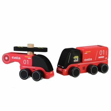CUBIKA 15559 Hasiči - drevené autíčko s helikoptérou MA1-15559