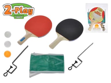 MIKRO - Gametime sada na stolný tenis pálky drevené 25cm 2ks + loptičky 3ks so sieťkou 700011