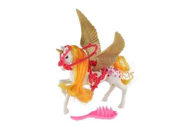 Teddies Jednorožec/kôň s krídlami česací s hrebeňom plast 22cm v krabičke biely 00800496