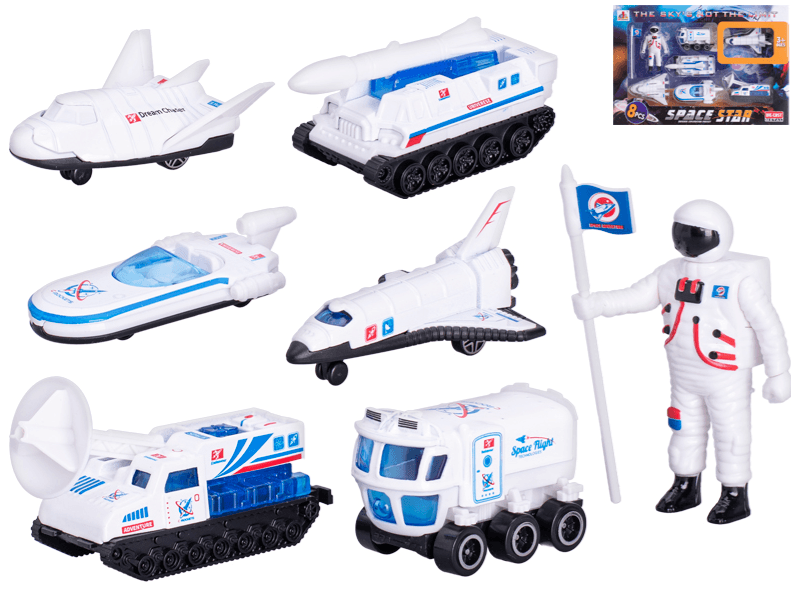 Mikro trading Vesmírná vozidla na volný chod - 6 ks - s astronautem