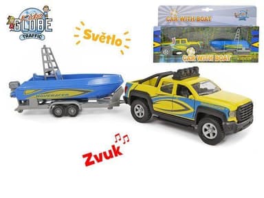 MIKRO - Kids Globe Traffic ťahač s loďou kov 27cm 510217