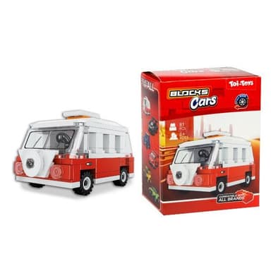 Teddies Stavebnica Blocks Cars - autá plast na spätné natiahnutie v krabičke Minivans10x13x6cm 00543034