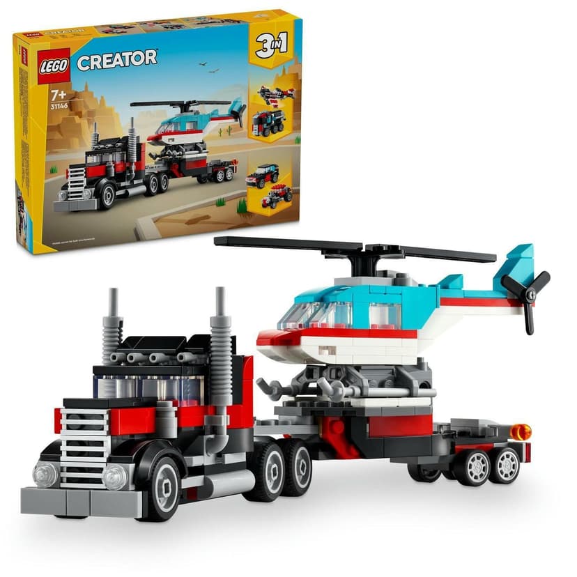 LEGO® Creator 3 v 1 31146 Nákladiak s plochou korbou a helikoptérou 2231146