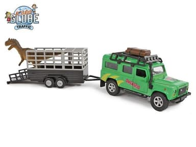 Mikro trading Land Rover s přívěsem a dinosaurem - 28 cm