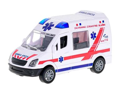 MIKRO - 2-Play traffic auto záchranárske 12cm 1:32 na zotrvačník- Ambulancia 520266