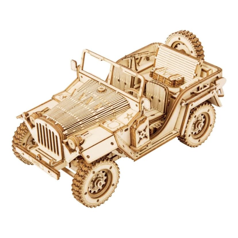 RoboTime drevené 3D puzzle Vojenský džíp MC701