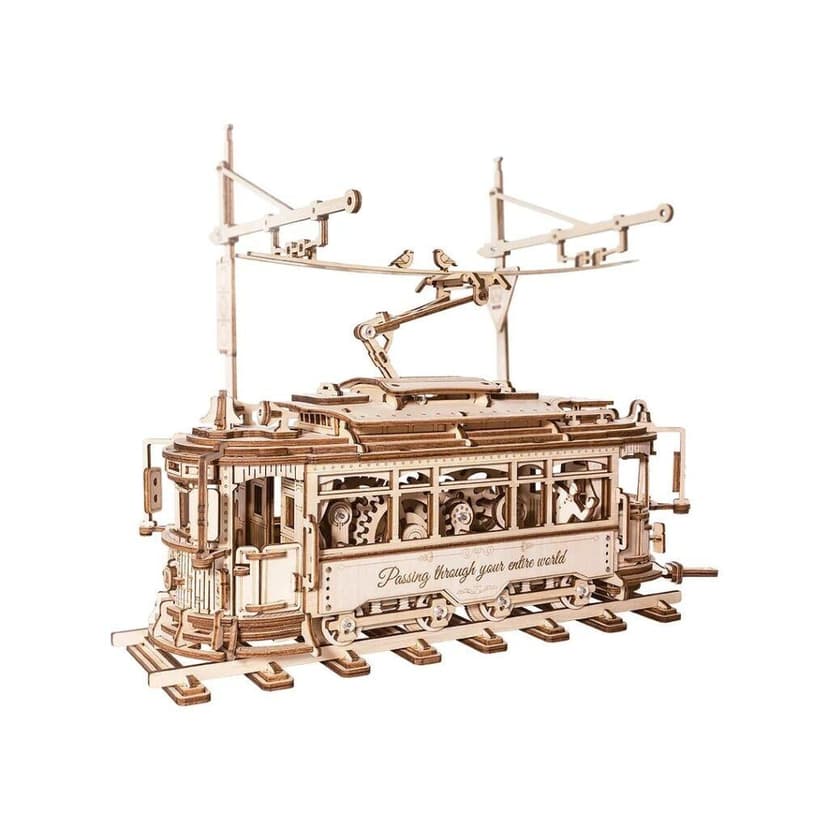 RoboTime 3D drevené mechanické puzzle Električka LK801