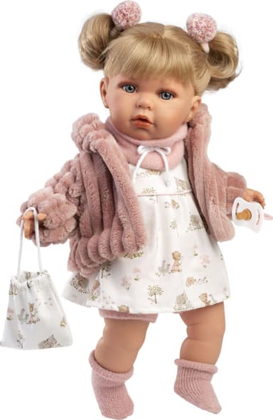 Llorens 42408 JULIA - realistická panenka se zvuky a měkkým látkovým tělem - 42 cm