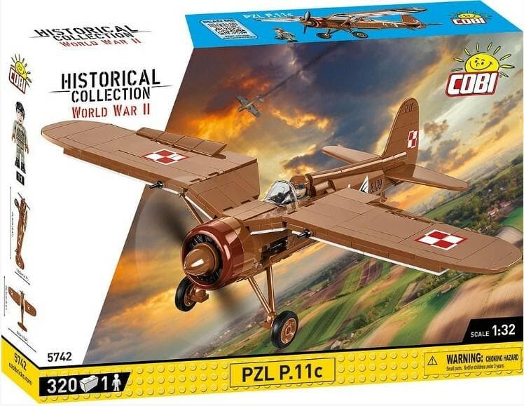 Cobi 5742 II WW PZL P.11c, 1:32, 320 k, 1 f CBCOBI-5742 – stíhačka PZL