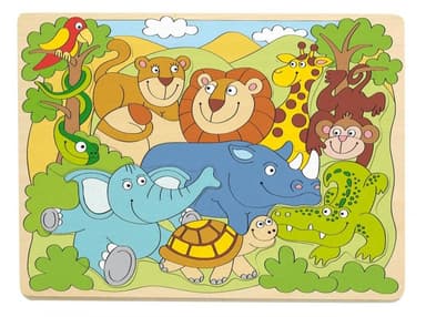 Woody Puzzle na desce "Africká veselá zvířátka"