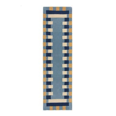 Modrý ručně tkaný vlněný běhoun 60x230 cm Kai Wool Border – Flair Rugs