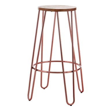 Premier Housewares Barová stolička z jilmového dřeva v přírodní barvě/v růžovo zlaté barvě (výška sedáku 75 cm) District – Premier