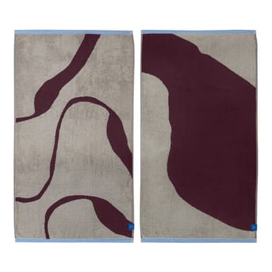 Vínové/šedobéžové froté ručníky v sadě 2 ks z bio bavlny 50x90 cm Nova Arte – Mette Ditmer Denmark