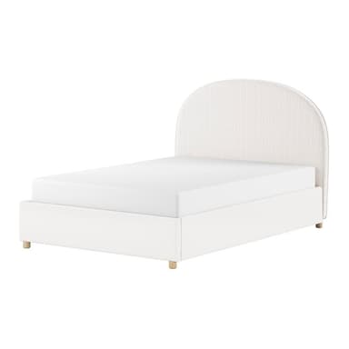 Bílá čalouněná dvoulůžková postel s úložným prostorem s roštem 140x200 cm Moon – Vipack