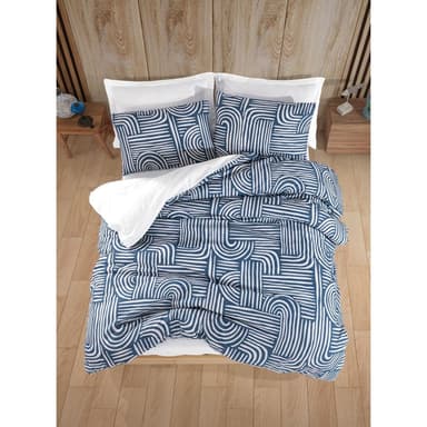 Modré posteľné obliečky na jednolôžko 200x140 cm Line Art – Mijolnir