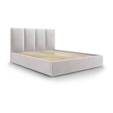 Světle šedá čalouněná dvoulůžková postel s úložným prostorem rošt součástí 180x200 cm Juniper - II.jakost – Mazzini Beds