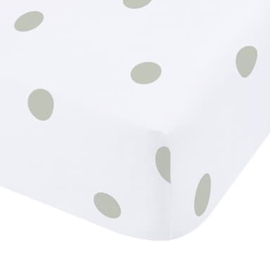 Bílé/zelené napínací flanelové prostěradlo 135x190 cm Polka Dot – Catherine Lansfield