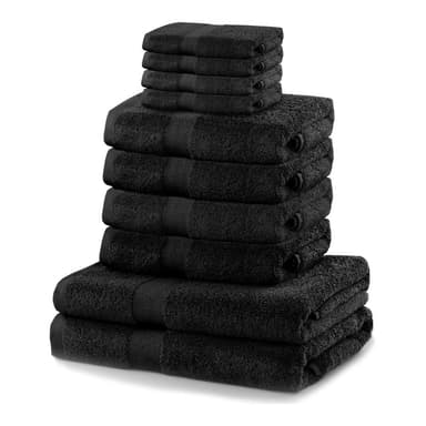 Restilo Set 8 čiernych uterákov a 2 osušiek DecoKing Marina Black