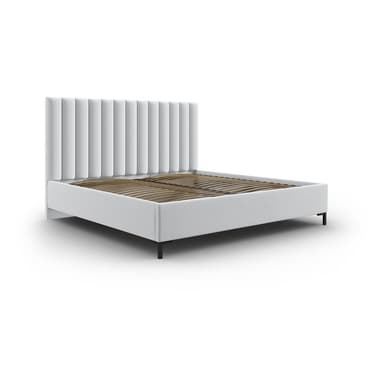 Světle šedá čalouněná dvoulůžková postel s úložným prostorem s roštem 200x200 cm Casey - II. jakost – Mazzini Beds