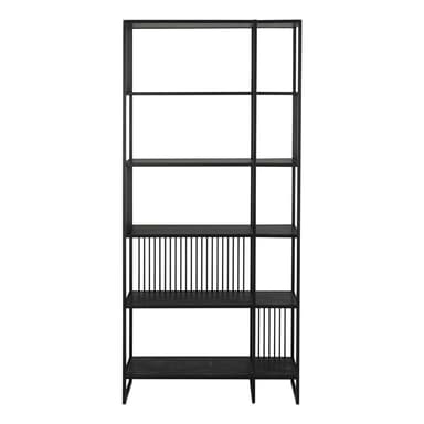 Čierna knižnica v dekore kameňa 85x185 cm Strington – Actona