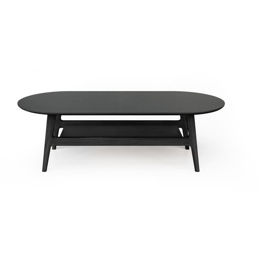 Čierny konferenčný stolík v dekore duba 60x130 cm Curved – Woodman