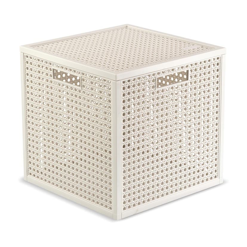 Krémovobílý úložný box s víkem z recyklovaného plastu 28x28x28 cm Kaya Cube – Curver