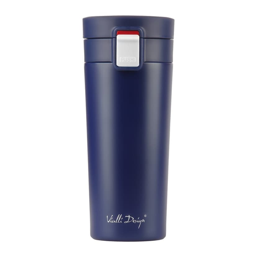 Tmavomodrý cestovný termohrnček Vialli Design Fuori, 400 ml